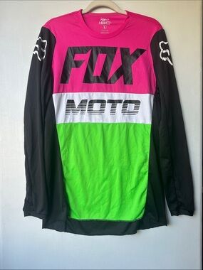 Fox Men’s Long Sleeve Moto Jersey - Pink, Green, Black